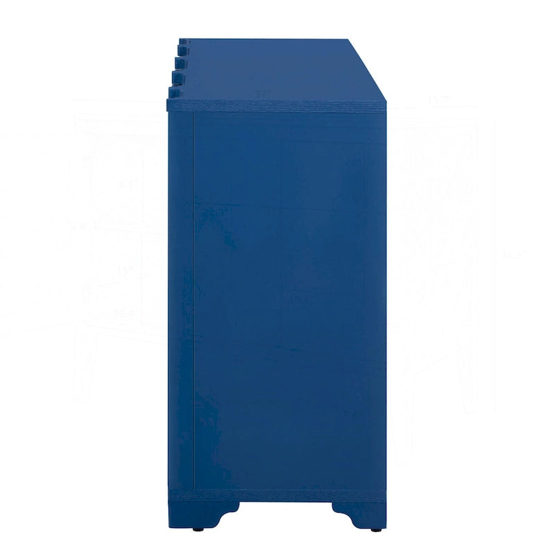 4-Door Sideboard with Linear Pattern Design | MDF Pine Veneer | Triangular Legs | Storage Cabinet for Living Room Dining Room