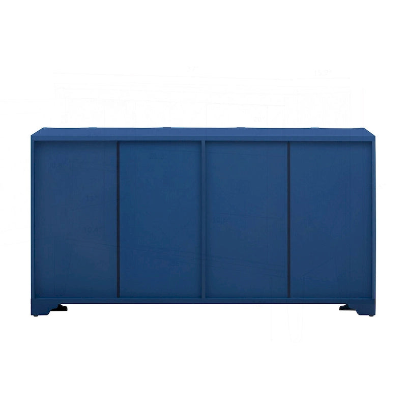 4-Door Sideboard with Linear Pattern Design | MDF Pine Veneer | Triangular Legs | Storage Cabinet for Living Room Dining Room