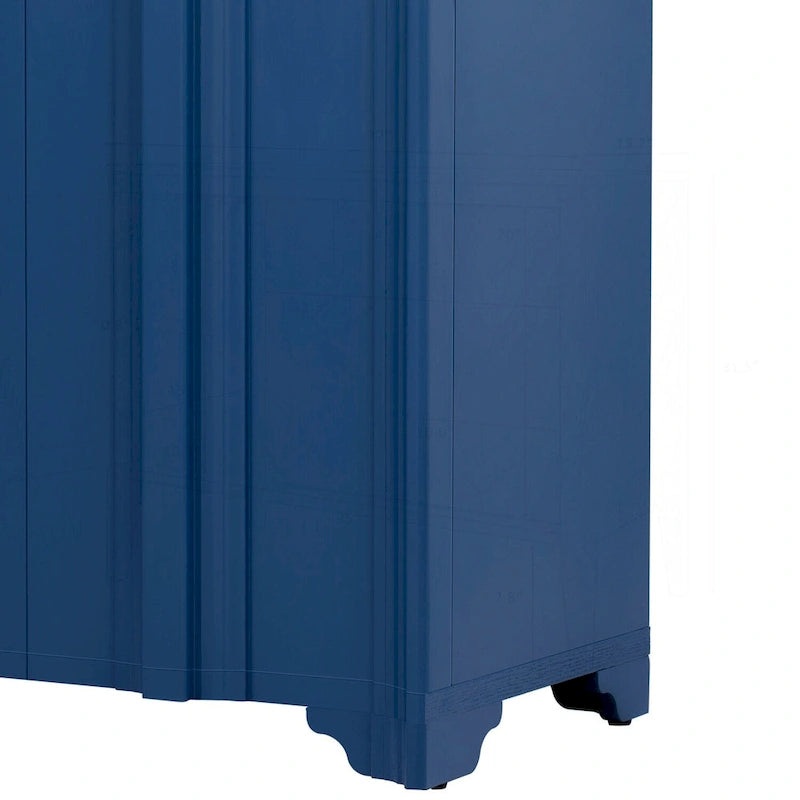 4-Door Sideboard with Linear Pattern Design | MDF Pine Veneer | Triangular Legs | Storage Cabinet for Living Room Dining Room