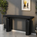 60" Acacia Wood Veneer Console Table - Curved Minimalist Design with MDF Construction