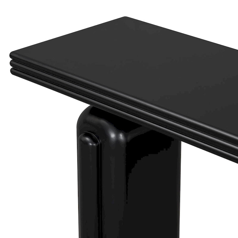 60" Acacia Wood Veneer Console Table - Curved Minimalist Design with MDF Construction