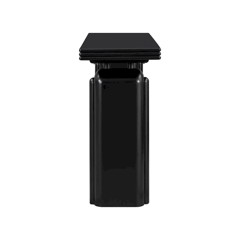 60" Acacia Wood Veneer Console Table - Curved Minimalist Design with MDF Construction