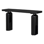 60" Acacia Wood Veneer Console Table - Curved Minimalist Design with MDF Construction