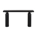 60" Acacia Wood Veneer Console Table - Curved Minimalist Design with MDF Construction