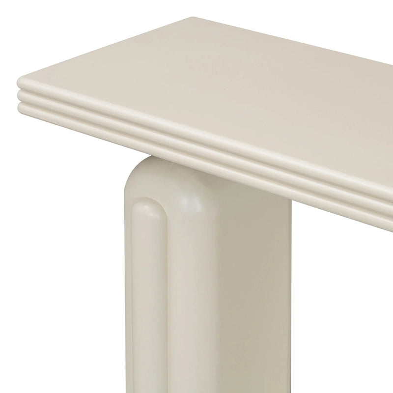 60" Acacia Wood Veneer Console Table - Curved Minimalist Design with MDF Construction