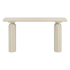 60" Acacia Wood Veneer Console Table - Curved Minimalist Design with MDF Construction