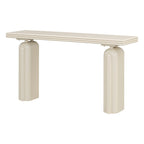 60" Acacia Wood Veneer Console Table - Curved Minimalist Design with MDF Construction