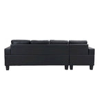 96" L-Shaped Sectional Sofa with Chaise Lounge - Black PU Leather