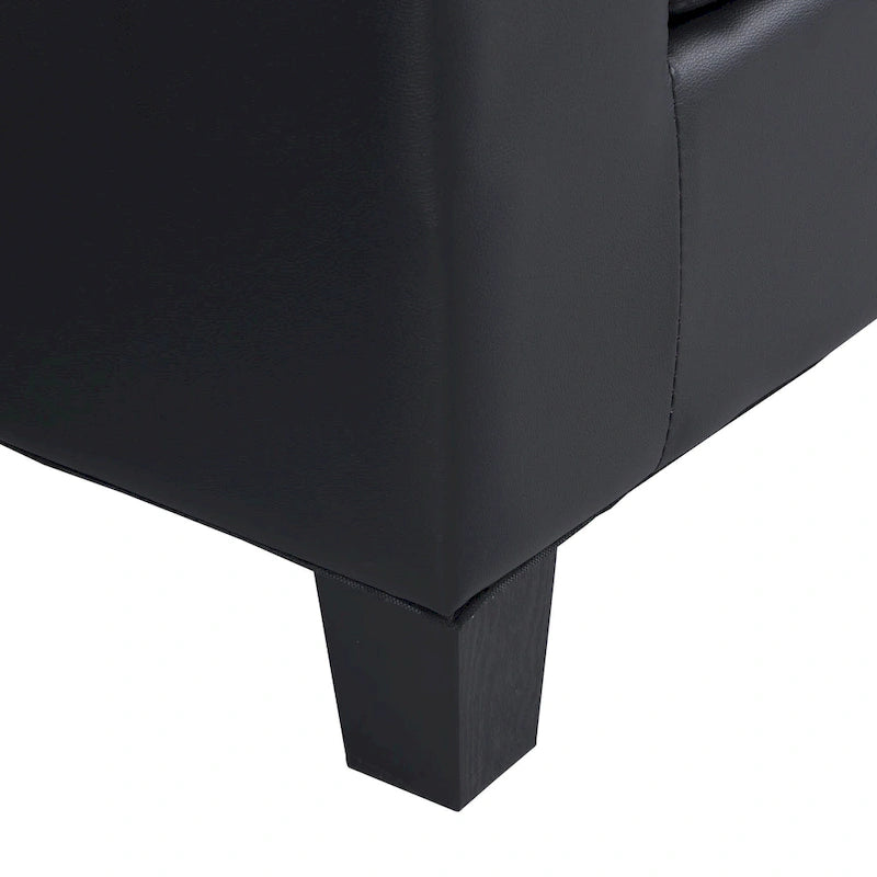 96" L-Shaped Sectional Sofa with Chaise Lounge - 4 Seater Brown PU Leather with Cup Holders