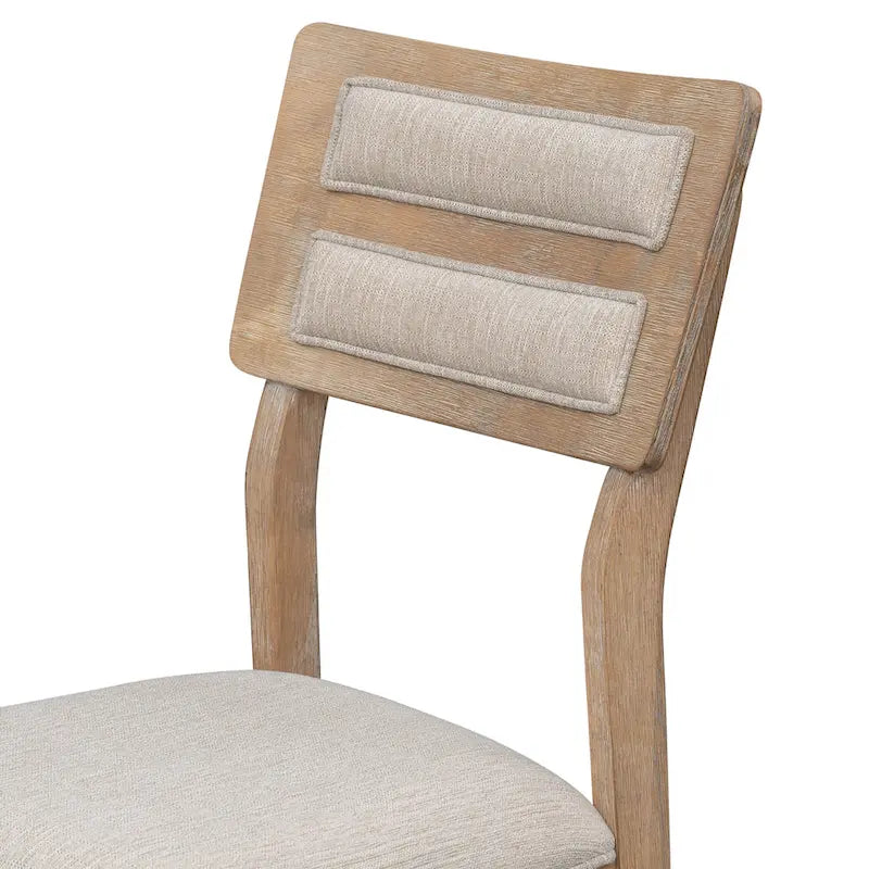 6-Piece Wooden Dining Table Set - 60" Table with 4 Upholstered Chairs & Bench, Rubber Wood