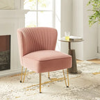 Velvet Tufted Accent Chair with Golden Metal Legs - Channel Back Design, High-Density Foam, 250 lbs Capacity, 26W x 30D x 31.5H