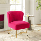 Velvet Tufted Accent Chair with Golden Metal Legs - Channel Back Design, High-Density Foam, 250 lbs Capacity, 26W x 30D x 31.5H