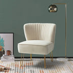 Velvet Tufted Accent Chair with Golden Metal Legs - Channel Back Design, High-Density Foam, 250 lbs Capacity, 26W x 30D x 31.5H