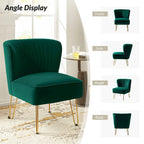 Velvet Tufted Accent Chair with Golden Metal Legs - Channel Back Design, High-Density Foam, 250 lbs Capacity, 26W x 30D x 31.5H