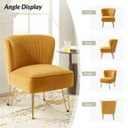 Velvet Tufted Accent Chair with Golden Metal Legs - Channel Back Design, High-Density Foam, 250 lbs Capacity, 26W x 30D x 31.5H
