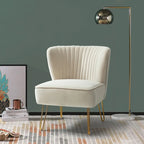 Velvet Tufted Accent Chair with Golden Metal Legs - Channel Back Design, High-Density Foam, 250 lbs Capacity, 26W x 30D x 31.5H