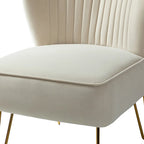 Velvet Tufted Accent Chair with Golden Metal Legs - Channel Back Design, High-Density Foam, 250 lbs Capacity, 26W x 30D x 31.5H