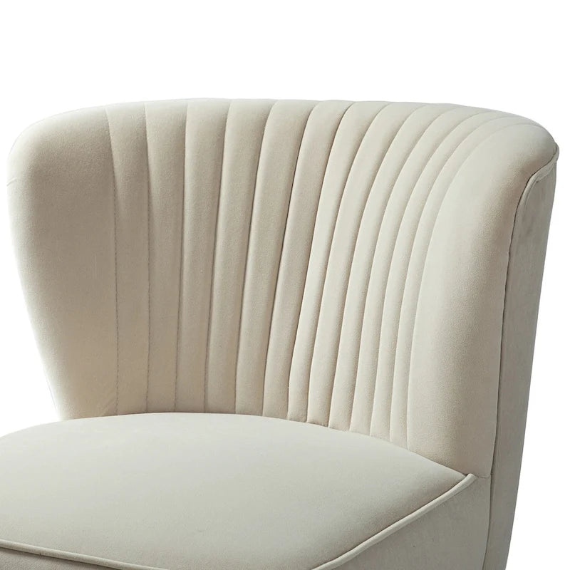 Velvet Tufted Accent Chair with Golden Metal Legs - Channel Back Design, High-Density Foam, 250 lbs Capacity, 26W x 30D x 31.5H