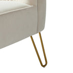 Velvet Tufted Accent Chair with Golden Metal Legs - Channel Back Design, High-Density Foam, 250 lbs Capacity, 26W x 30D x 31.5H