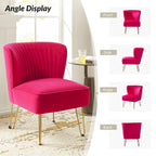 Velvet Tufted Accent Chair with Golden Metal Legs - Channel Back Design, High-Density Foam, 250 lbs Capacity, 26W x 30D x 31.5H