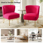 Velvet Tufted Accent Chair with Golden Metal Legs - Channel Back Design, High-Density Foam, 250 lbs Capacity, 26W x 30D x 31.5H