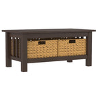 40-Inch Mission Style Coffee Table with 2 Wicker Storage Baskets, MDF Laminate, Wood Grain Design