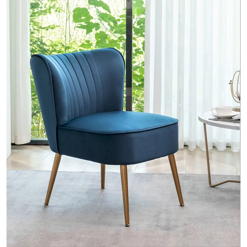 23.2" Wide Mid-Century Modern Velvet Accent Chair with Metal Legs - Armless Slipper Chair for Living Room Bedroom Entryway