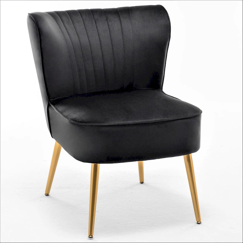 23.2" Wide Mid-Century Modern Velvet Accent Chair with Metal Legs - Armless Slipper Chair for Living Room Bedroom Entryway