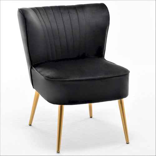 23.2" Wide Mid-Century Modern Velvet Accent Chair with Metal Legs - Armless Slipper Chair for Living Room Bedroom Entryway