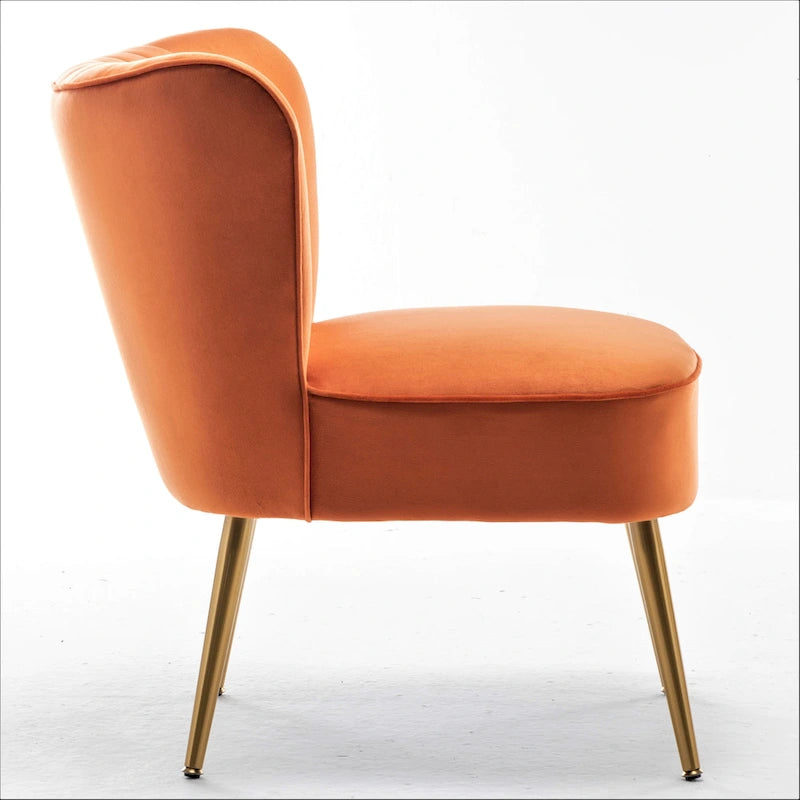 23.2" Wide Mid-Century Modern Velvet Accent Chair with Metal Legs - Armless Slipper Chair for Living Room Bedroom Entryway