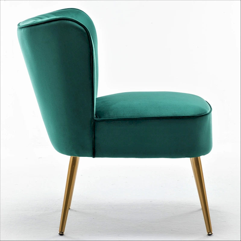 23.2" Wide Mid-Century Modern Velvet Accent Chair with Metal Legs - Armless Slipper Chair for Living Room Bedroom Entryway