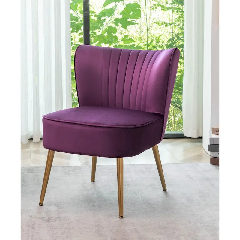 23.2" Wide Mid-Century Modern Velvet Accent Chair with Metal Legs - Armless Slipper Chair for Living Room Bedroom Entryway