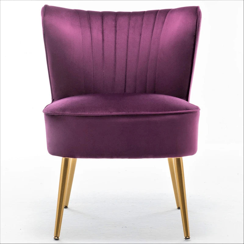 23.2" Wide Mid-Century Modern Velvet Accent Chair with Metal Legs - Armless Slipper Chair for Living Room Bedroom Entryway