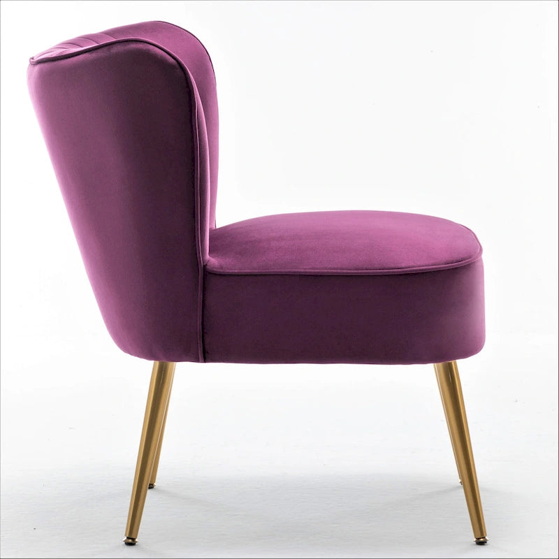 23.2" Wide Mid-Century Modern Velvet Accent Chair with Metal Legs - Armless Slipper Chair for Living Room Bedroom Entryway