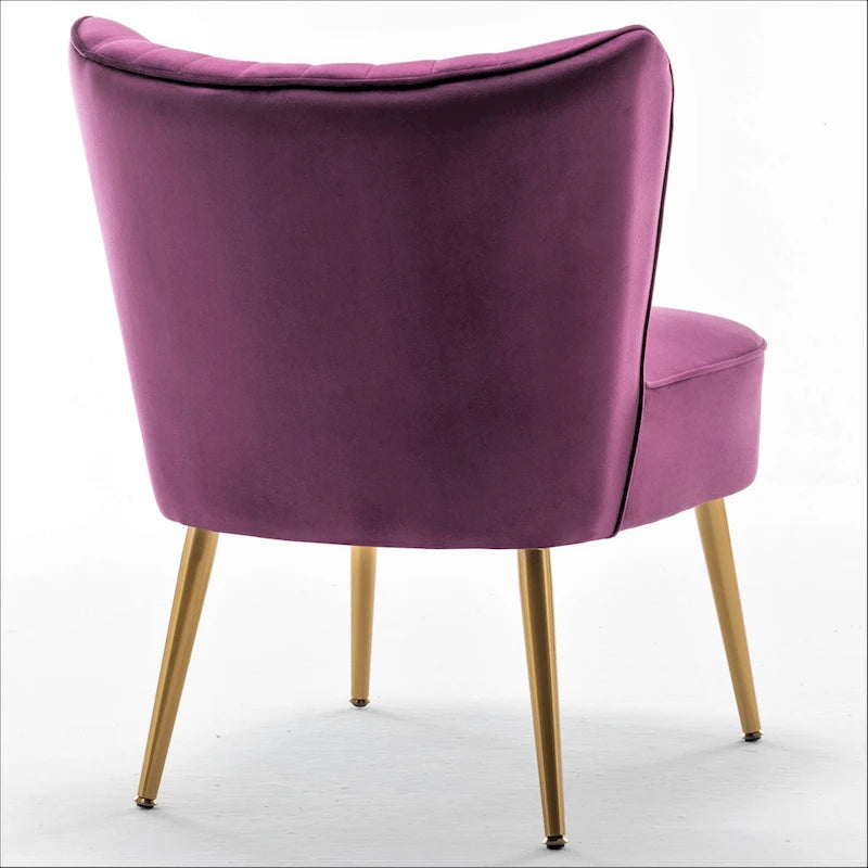 23.2" Wide Mid-Century Modern Velvet Accent Chair with Metal Legs - Armless Slipper Chair for Living Room Bedroom Entryway