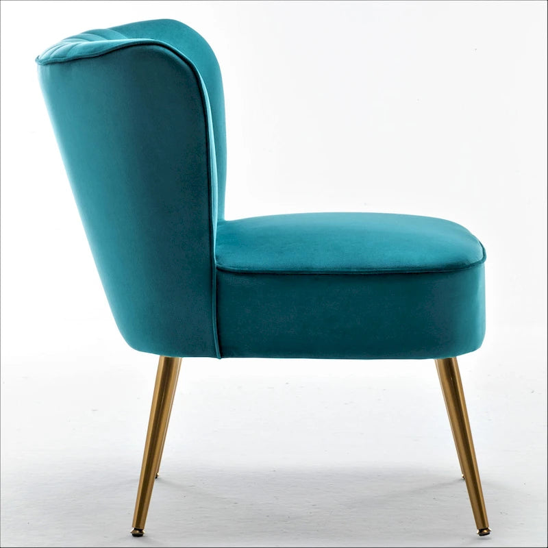 23.2" Wide Mid-Century Modern Velvet Accent Chair with Metal Legs - Armless Slipper Chair for Living Room Bedroom Entryway