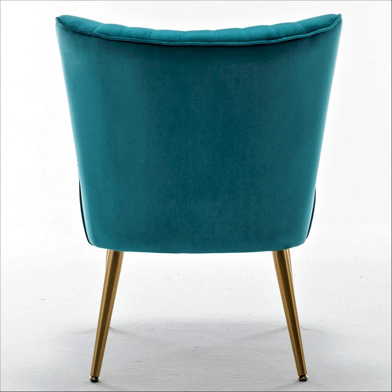 23.2" Wide Mid-Century Modern Velvet Accent Chair with Metal Legs - Armless Slipper Chair for Living Room Bedroom Entryway