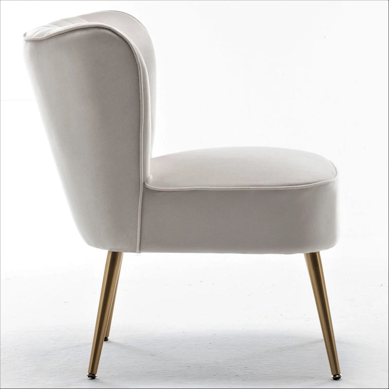 23.2" Wide Mid-Century Modern Velvet Accent Chair with Metal Legs - Armless Slipper Chair for Living Room Bedroom Entryway