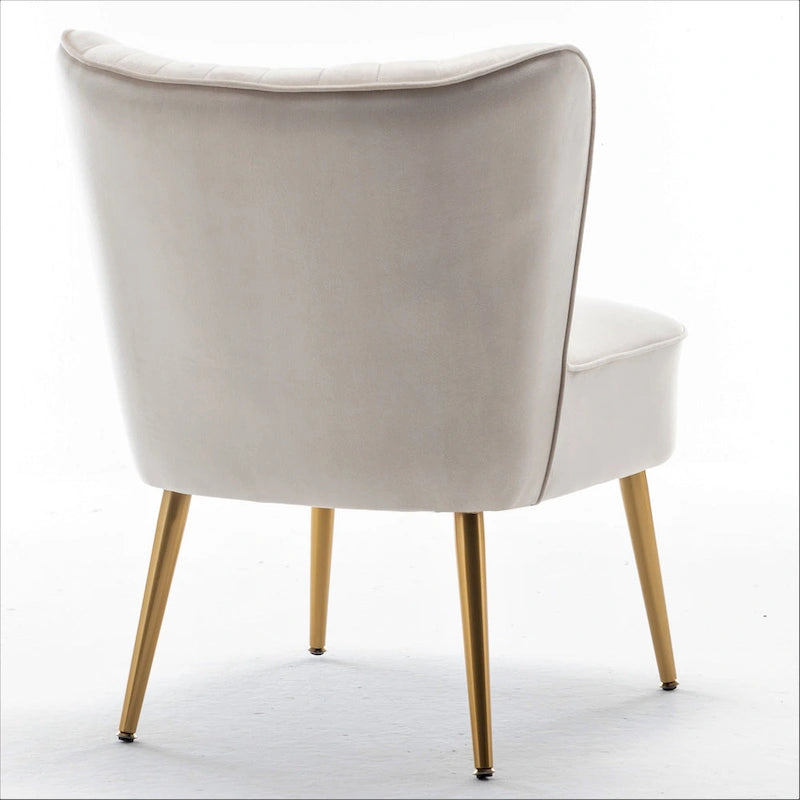 23.2" Wide Mid-Century Modern Velvet Accent Chair with Metal Legs - Armless Slipper Chair for Living Room Bedroom Entryway