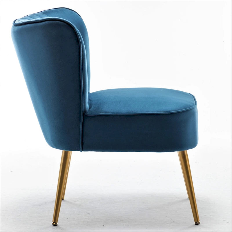 23.2" Wide Mid-Century Modern Velvet Accent Chair with Metal Legs - Armless Slipper Chair for Living Room Bedroom Entryway