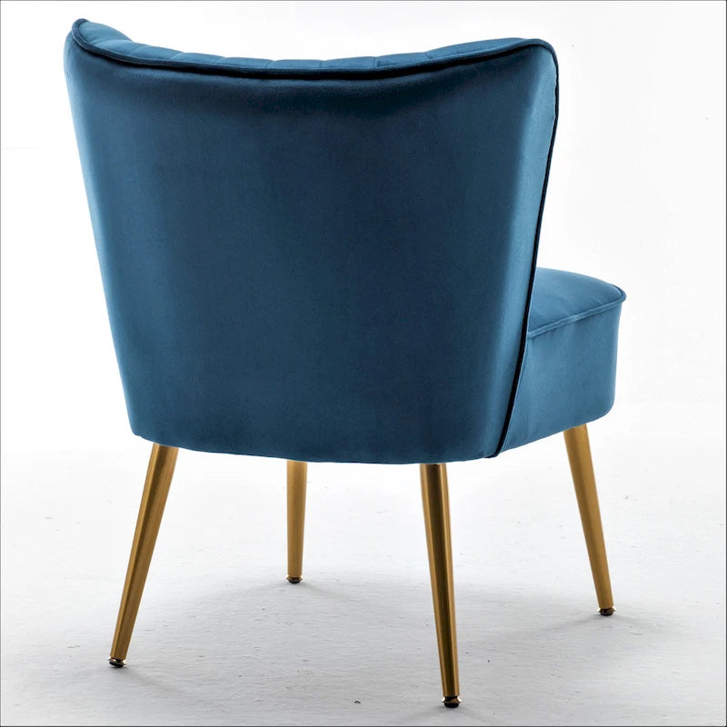 23.2" Wide Mid-Century Modern Velvet Accent Chair with Metal Legs - Armless Slipper Chair for Living Room Bedroom Entryway