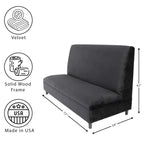 72-Inch Mid-Century Modern Black Velvet Booth Seating with Solid Wood Frame, 900 lbs Capacity for Restaurant