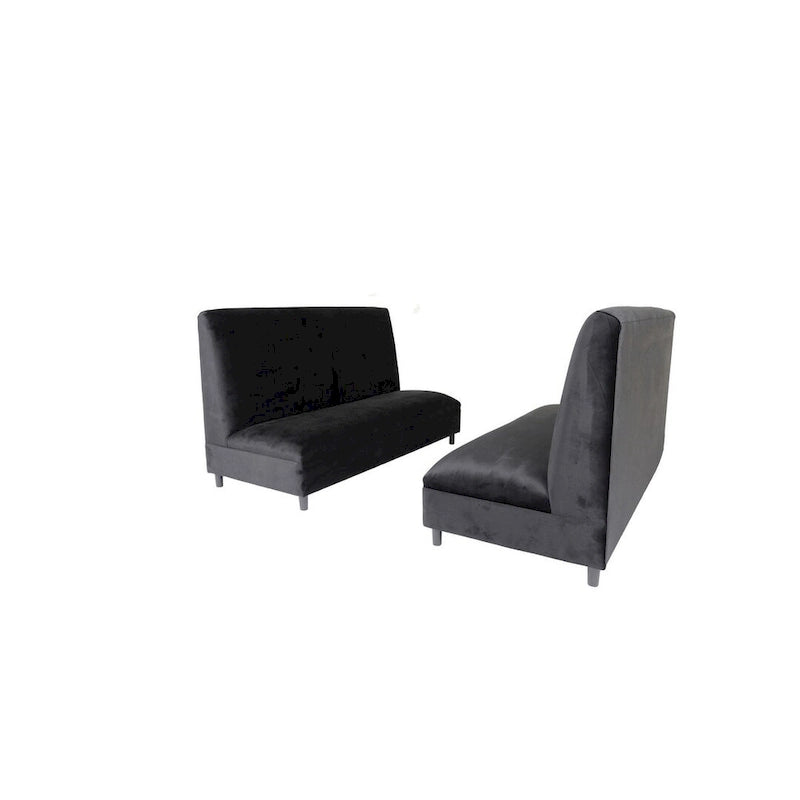 72-Inch Mid-Century Modern Black Velvet Booth Seating with Solid Wood Frame, 900 lbs Capacity for Restaurant