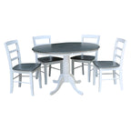 36" Round Extendable Pedestal Dining Table Set with 4 Chairs - Solid Wood 5-Piece Kitchen Furniture