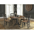 36" Round Extendable Pedestal Dining Table Set with 4 Chairs - Solid Wood 5-Piece Kitchen Furniture