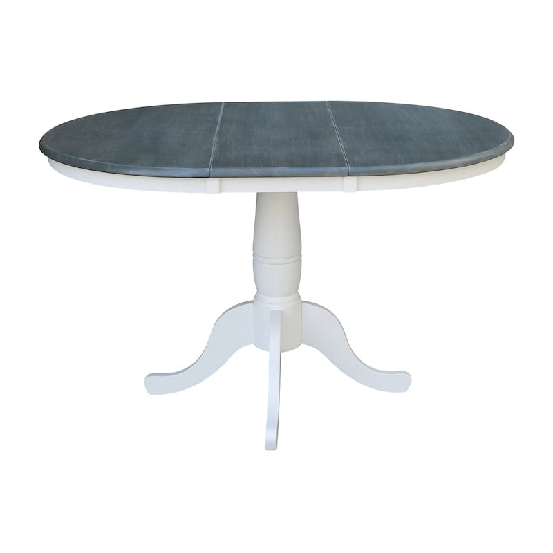 36" Round Extendable Pedestal Dining Table Set with 4 Chairs - Solid Wood 5-Piece Kitchen Furniture