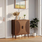 Brown Sideboard Storage Cabinet 30-32" Wide - Modern Buffet Table with Tapered Legs, MDF Wood, Easy Assembly