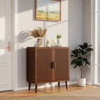 Brown Sideboard Storage Cabinet 30-32" Wide - Modern Buffet Table with Tapered Legs, MDF Wood, Easy Assembly