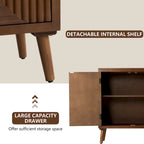 Brown Sideboard Storage Cabinet 30-32" Wide - Modern Buffet Table with Tapered Legs, MDF Wood, Easy Assembly