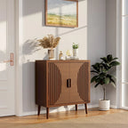Brown Sideboard Storage Cabinet 30-32" Wide - Modern Buffet Table with Tapered Legs, MDF Wood, Easy Assembly